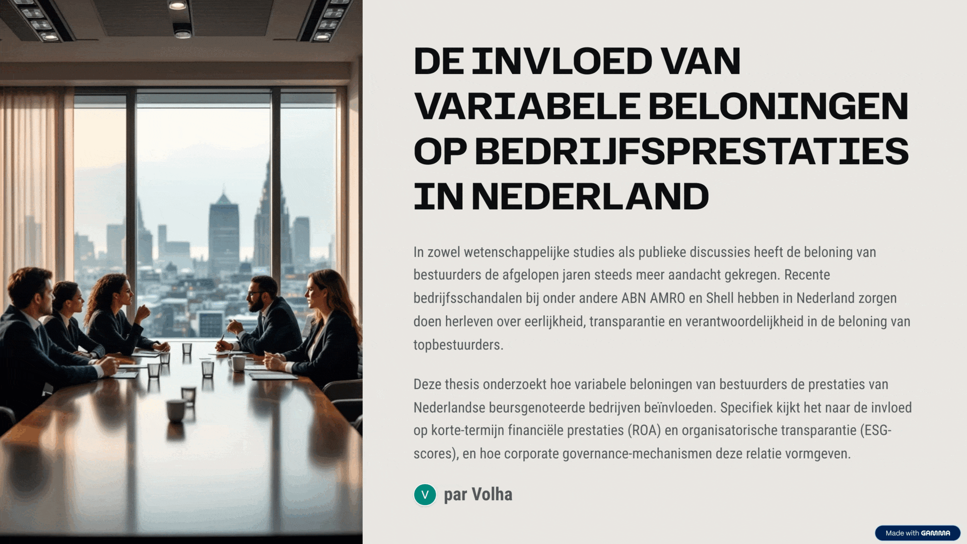 Variabele beloning, prestatie en governance